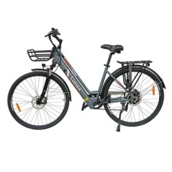 Vélo électrique urbain Antares gris 700C avec cadre en aluminium et freins à disque