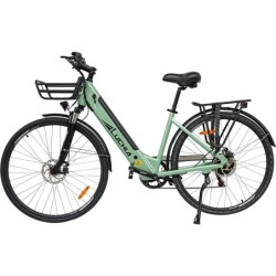 Vélo électrique urbain Arturo vert 700C avec cadre en aluminium et freins à disque